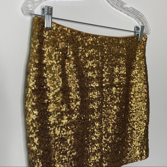 Cache Gold Sequin Mini Skirt - Picture 4 of 9